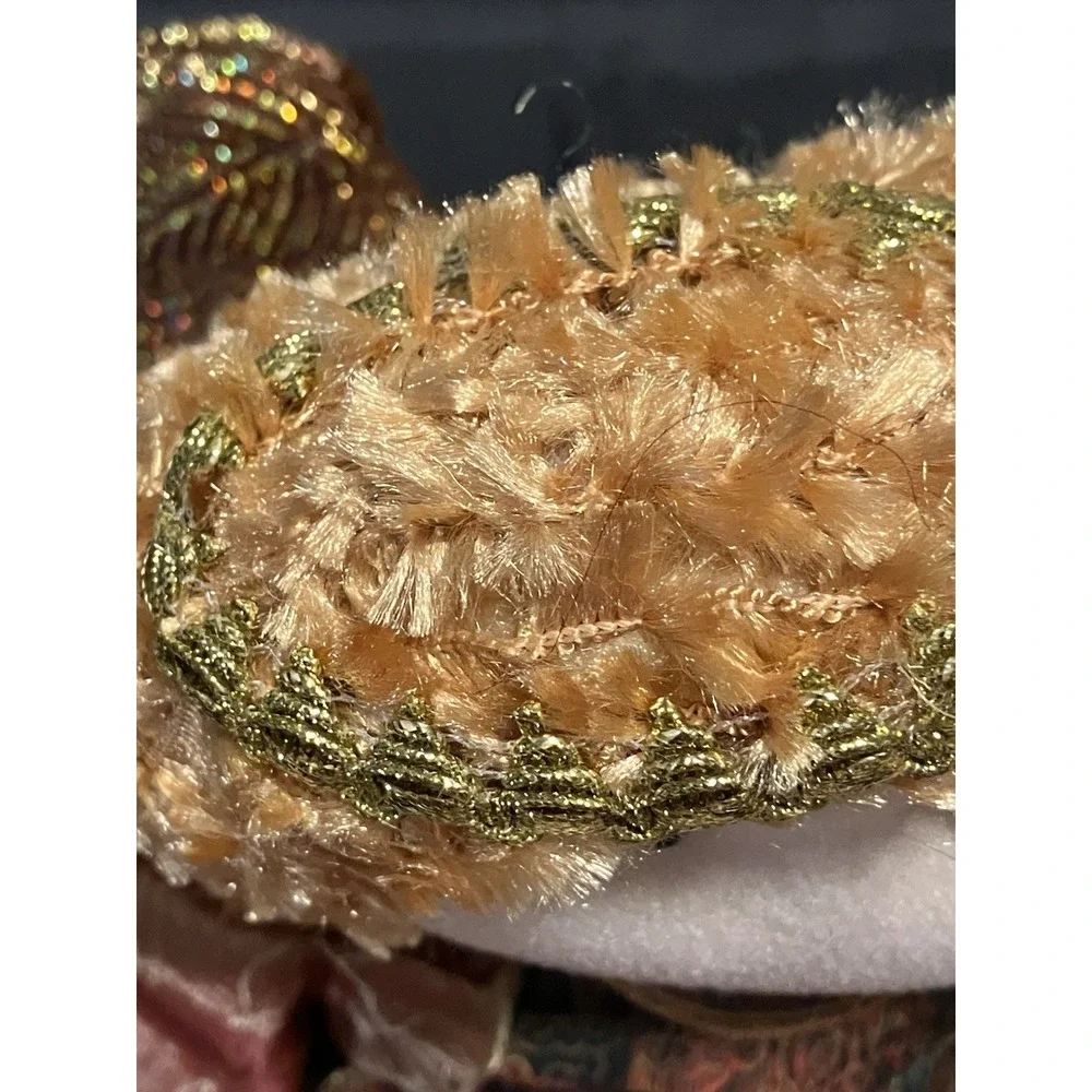 Handmade Angel Cloth Doll  Tall 31" Gold Wings Sequin Dress Folk Art blonde Curl - Picture 9 of 9